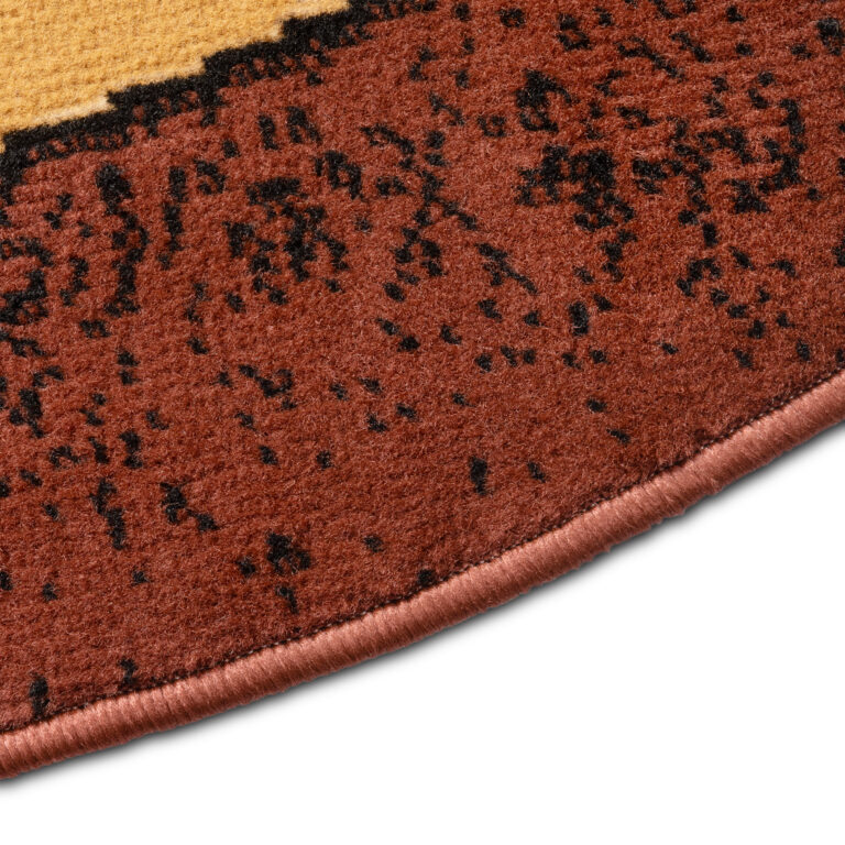 Tapis Atlas Ovale Marron Beige Abstrait Bordure