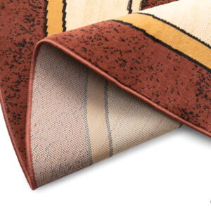 Tapis Atlas Ovale Marron Beige Abstrait Bordure