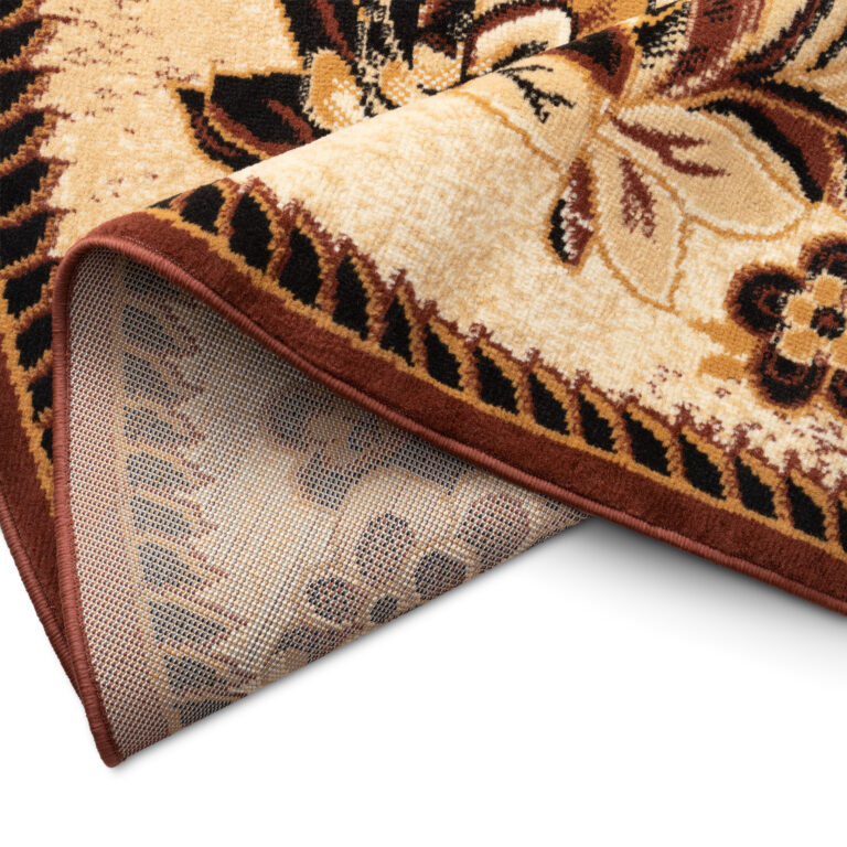 Tapis Atlas Ovale Beige Marron Moderne Floral
