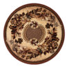 Tapis Atlas Rond Beige Marron Moderne Floral