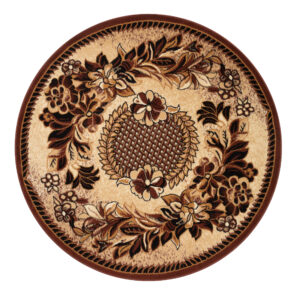 Tapis Atlas Rond Beige Marron Moderne Floral