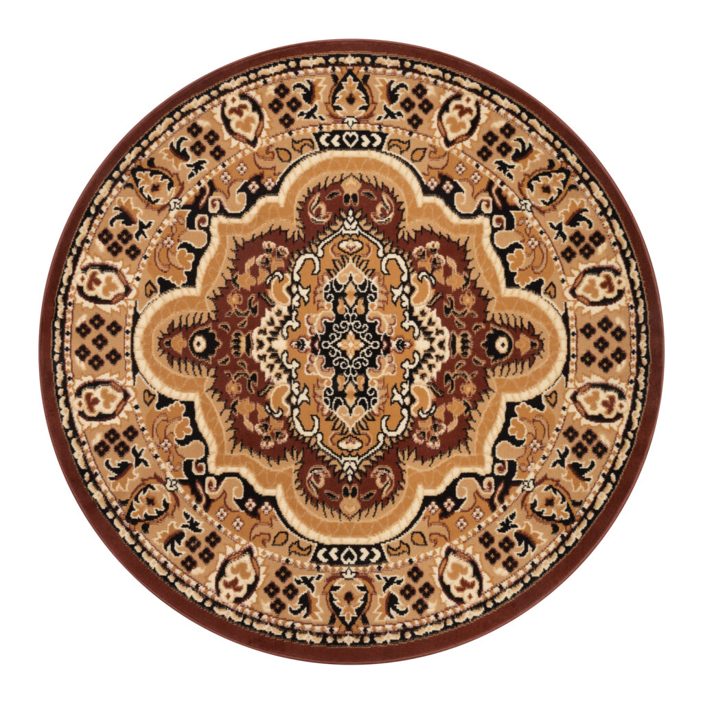 Tapis Atlas Rond Marron Beige Traditionnel Médaillo