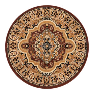 Tapis Atlas Rond Marron Beige Traditionnel Médaillo