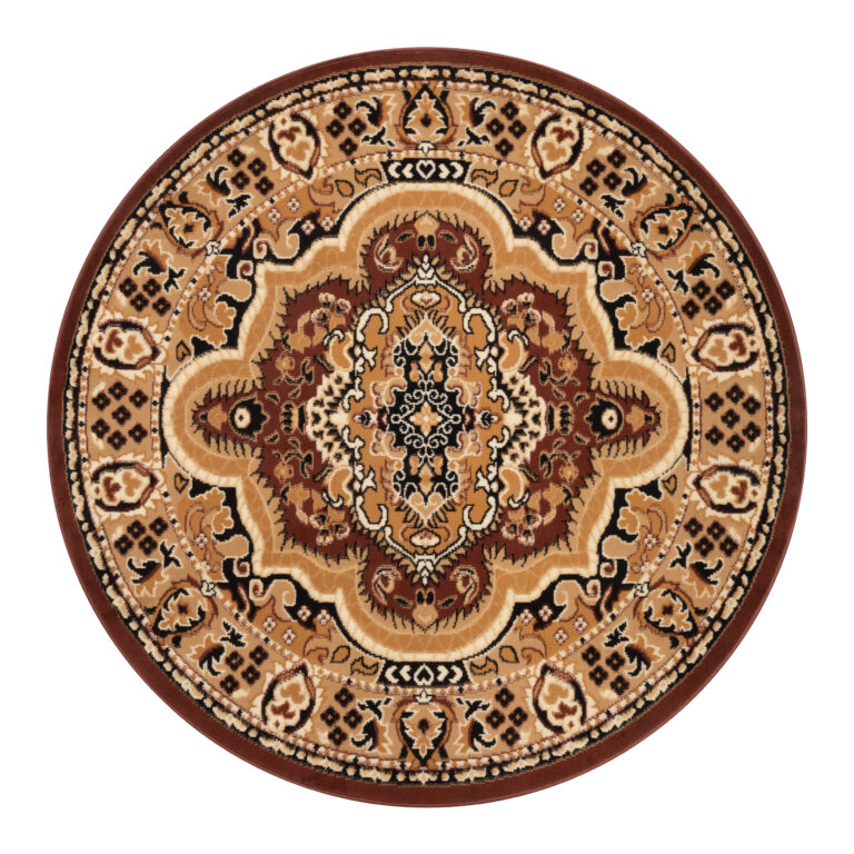 Tapis Atlas Rond Marron Beige Traditionnel Médaillo