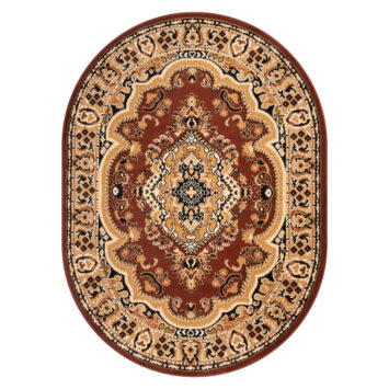 Tapis Atlas Ovale Beige Marron Traditionnel Médaillon