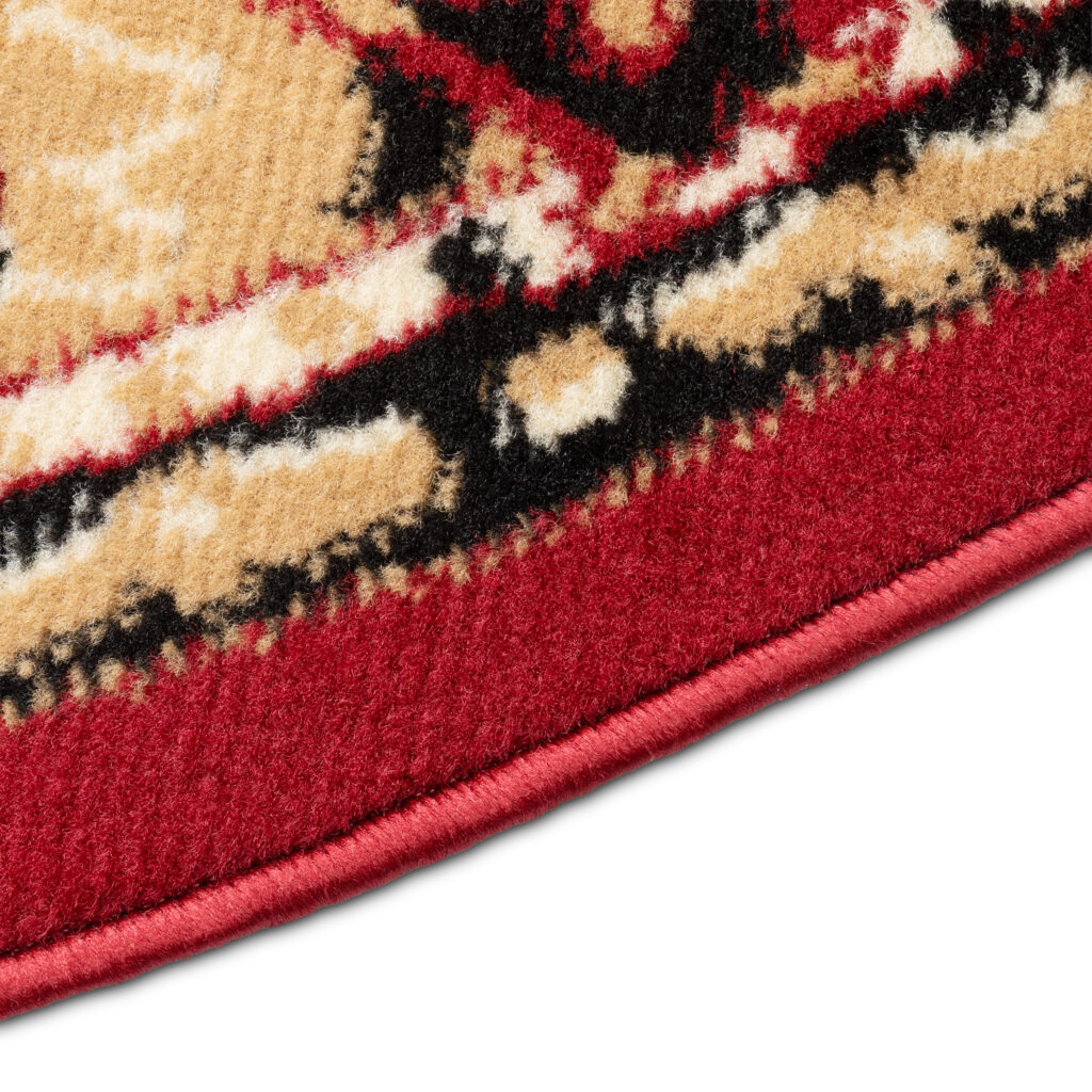 Tapis Atlas Rond Rouge Beige Traditionnel Médaillon