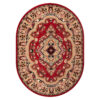 Tapis Atlas Ovale Rouge Beige Traditionnel Médaillon
