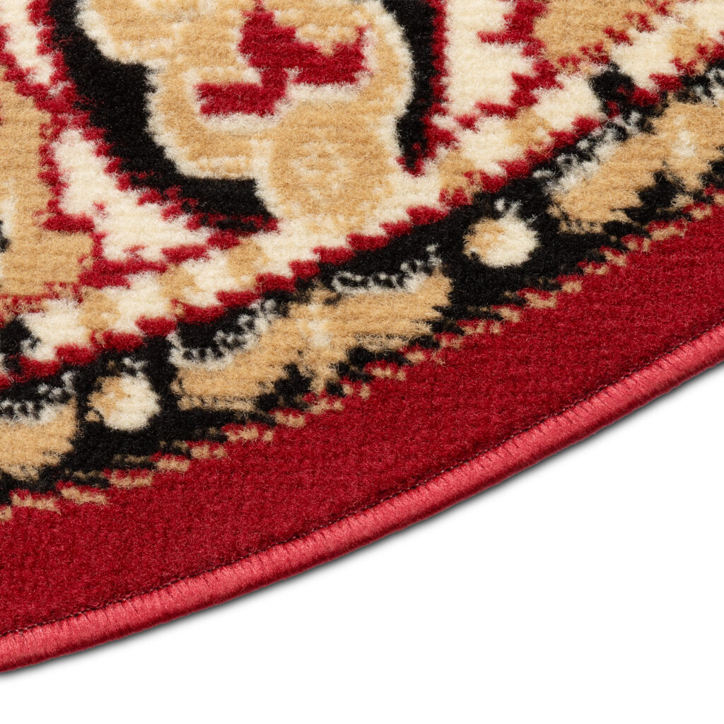 Tapis Atlas Ovale Rouge Beige Traditionnel Médaillon