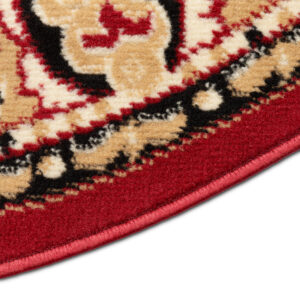 Tapis Atlas Ovale Rouge Beige Traditionnel Médaillon