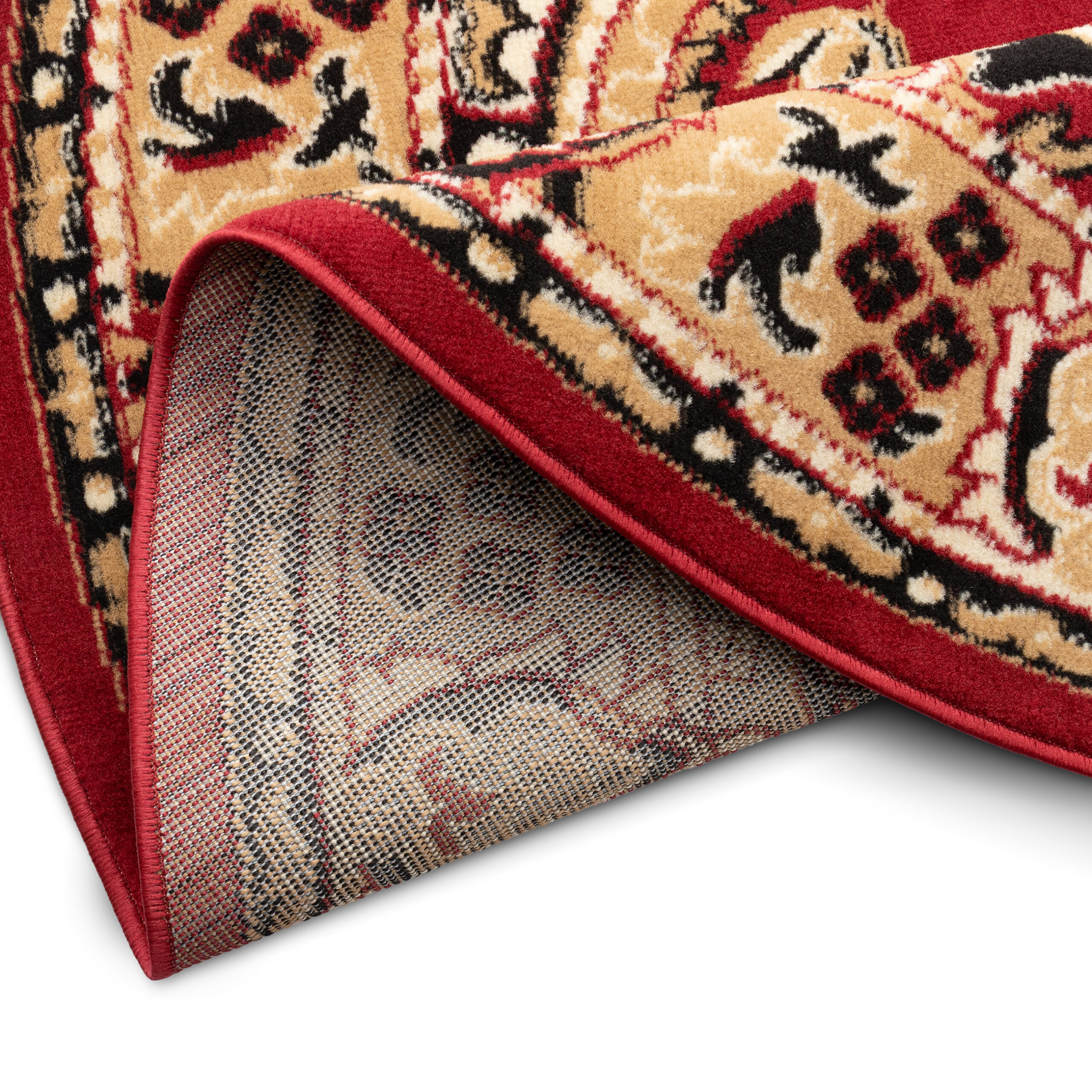 Tapis Atlas Ovale Rouge Beige Traditionnel Médaillon
