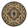 Tapis Atlas Rond Vert Beige Traditionnel Médaillon