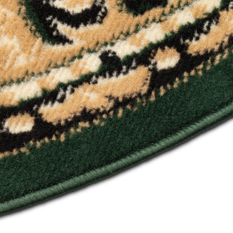 Tapis Atlas Rond Vert Beige Traditionnel Médaillon