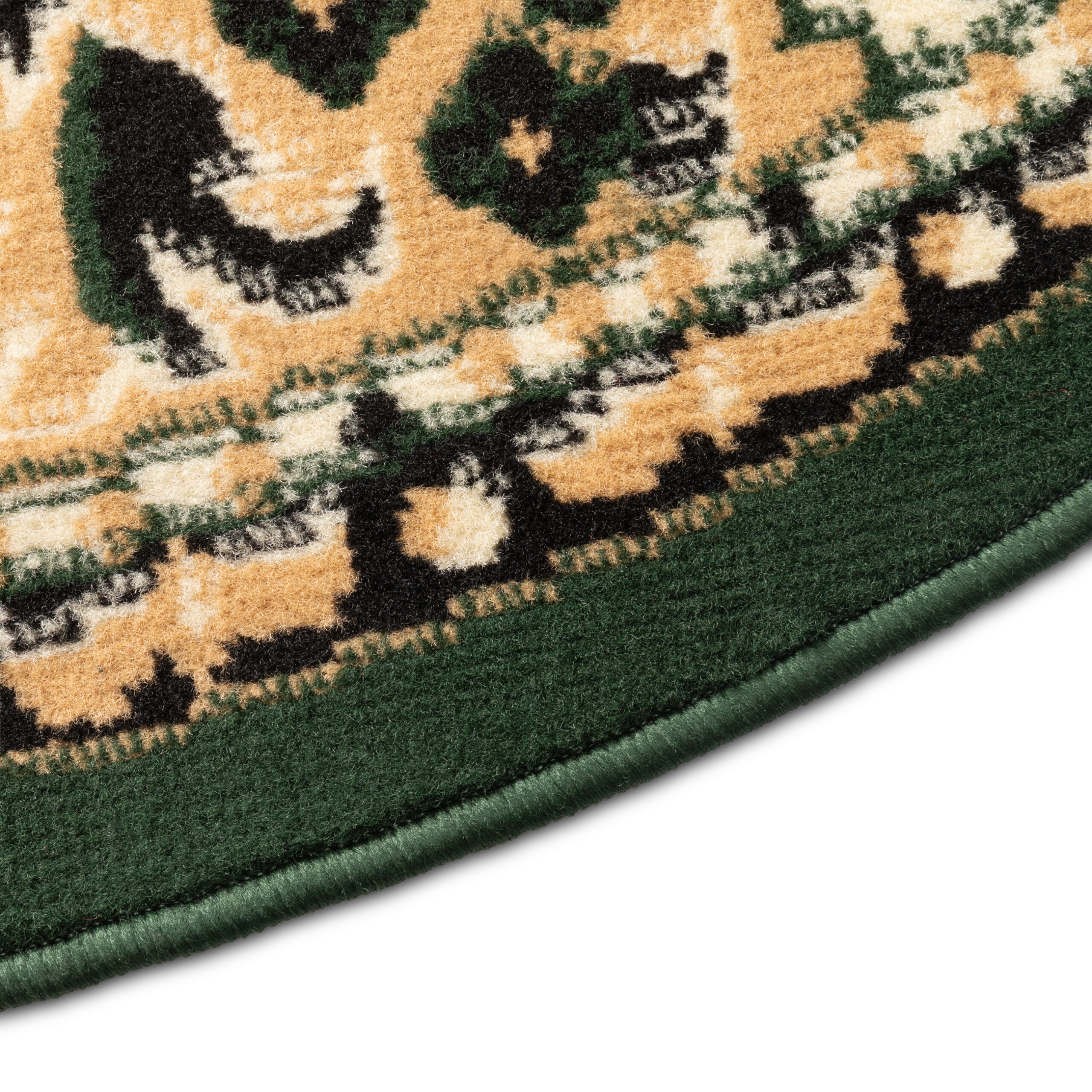 Tapis Atlas Ovale Vert Beige Traditionnel Médaillon
