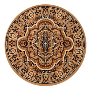 Tapis Atlas Rond Beige Marron Traditionnel Médaillo
