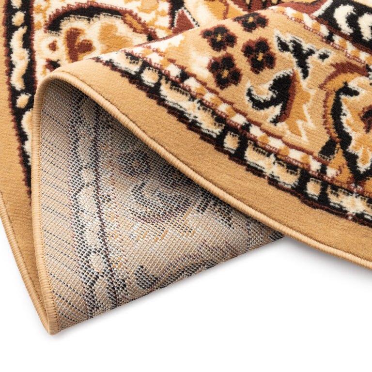 Tapis Atlas Rond Beige Marron Traditionnel Médaillo