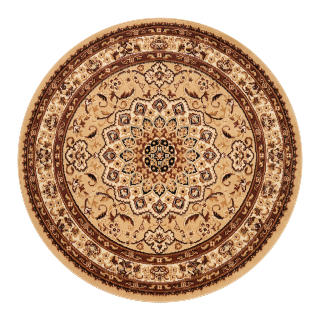 Tapis Atlas Rond Beige Traditionnel Rosace Bordure