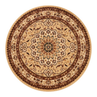 Tapis Atlas Rond Beige Traditionnel Rosace Bordure