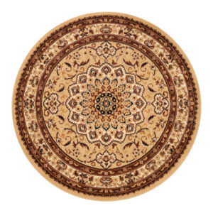 Tapis Atlas Rond Beige Traditionnel Rosace Bordure