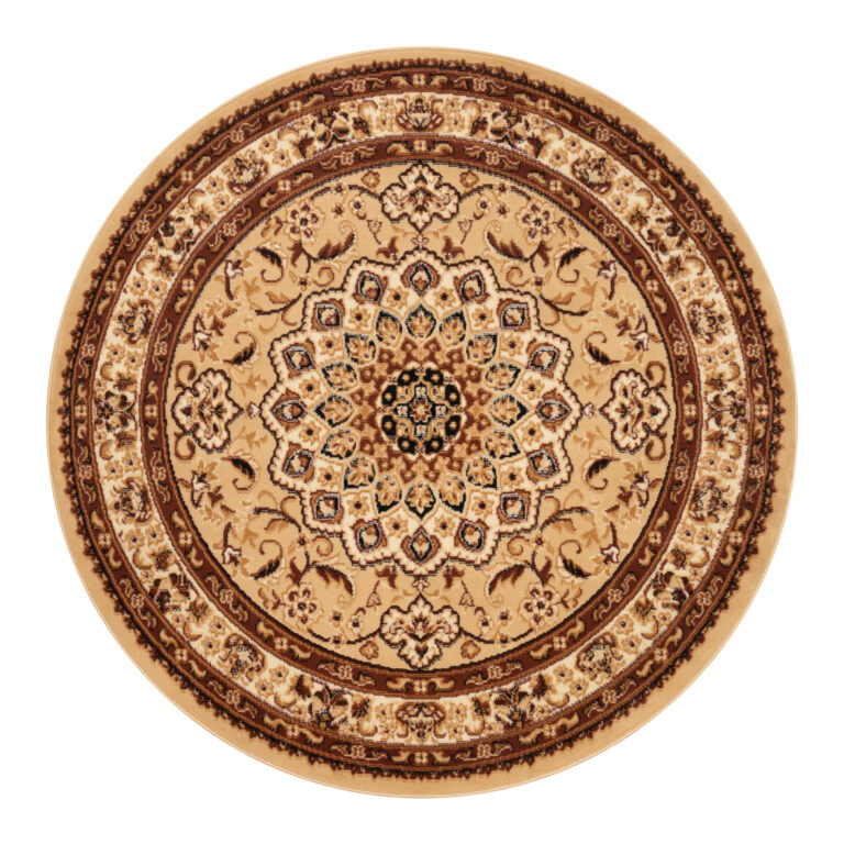 Tapis Atlas Rond Beige Traditionnel Rosace Bordure