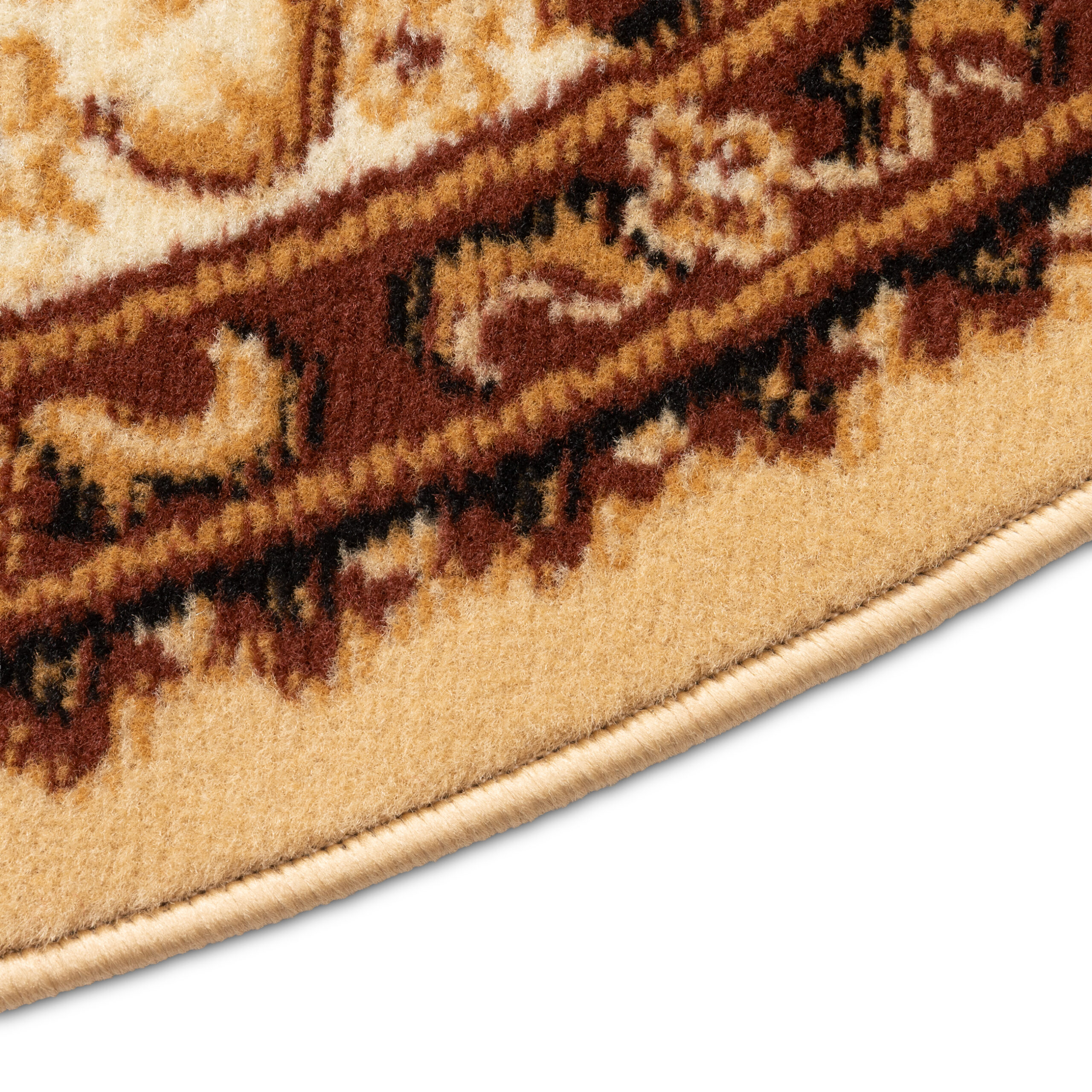 Tapis Atlas Rond Beige Traditionnel Rosace Bordure