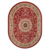 Tapis Atlas Ovale Rouge Crème Traditionnel Médaillon