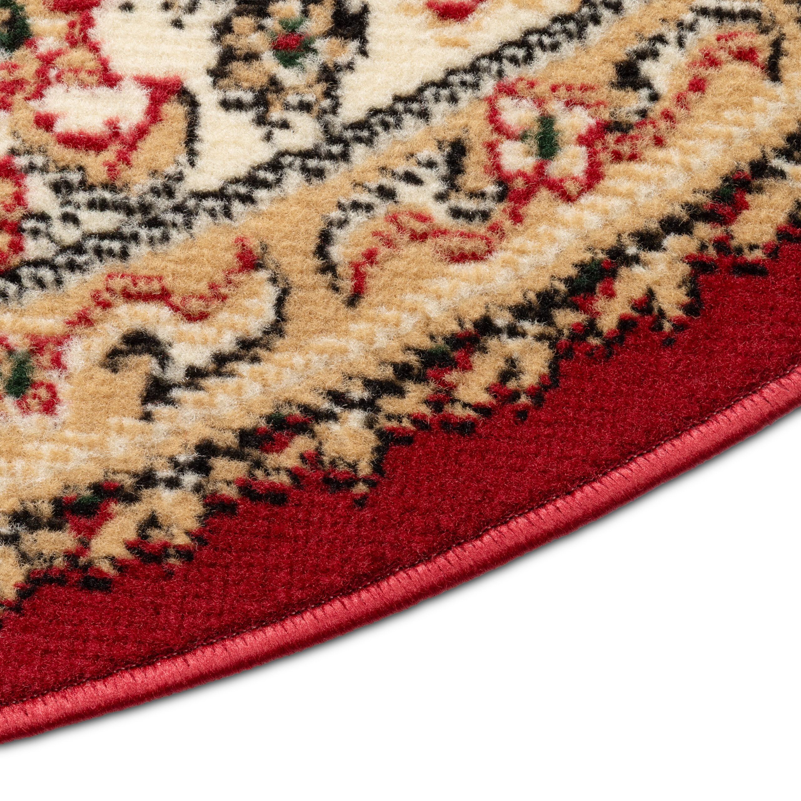Tapis Atlas Ovale Rouge Crème Traditionnel Médaillon