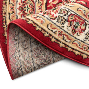 Tapis Atlas Ovale Rouge Crème Traditionnel Médaillon