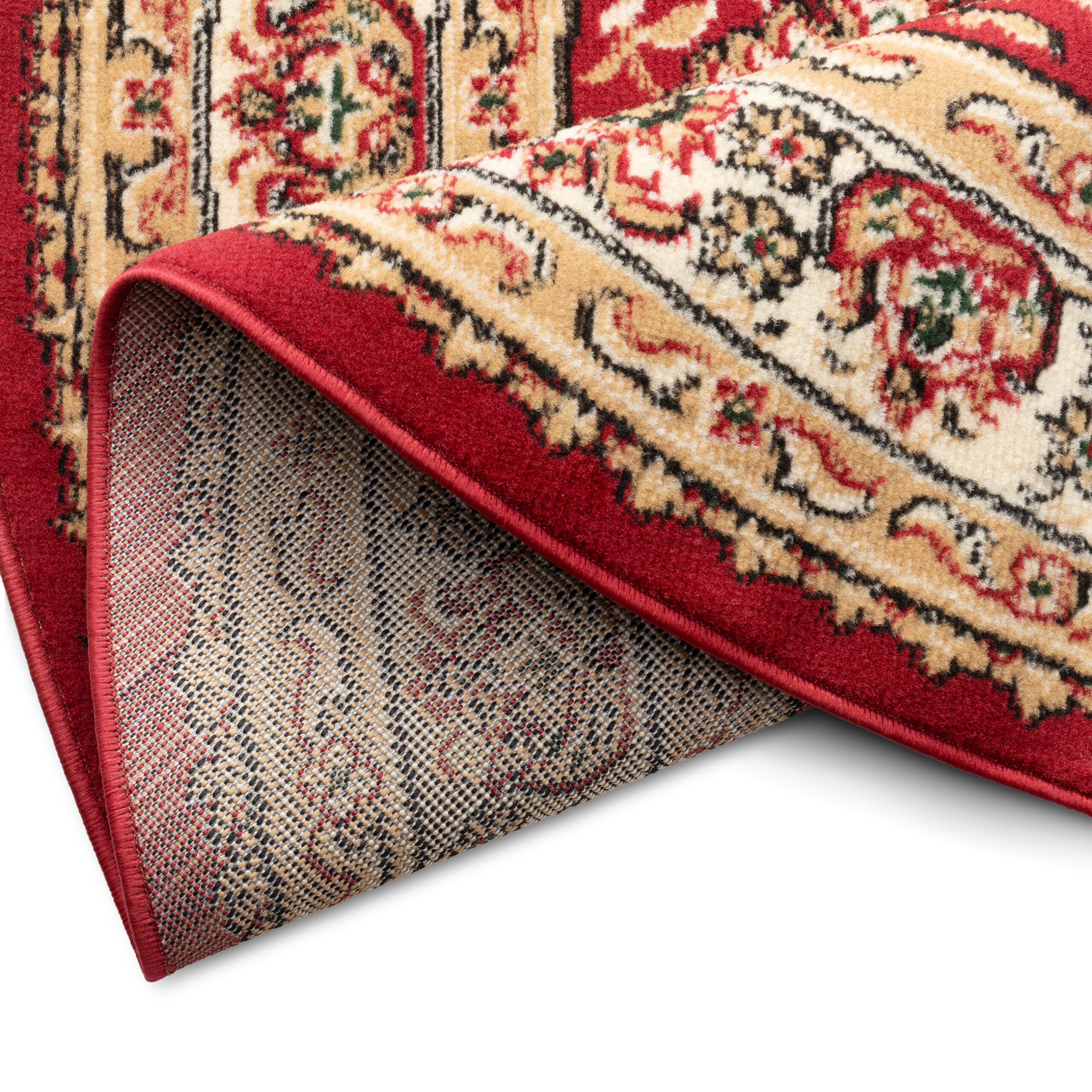 Tapis Atlas Ovale Rouge Crème Traditionnel Médaillon