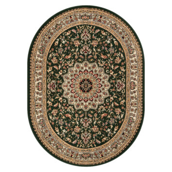 Tapis Atlas Ovale Vert Traditionnel Rosace Bordure