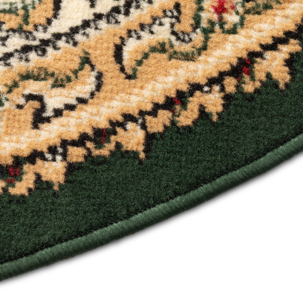 Tapis Atlas Ovale Vert Traditionnel Rosace Bordure