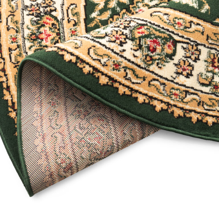 Tapis Atlas Ovale Vert Traditionnel Rosace Bordure