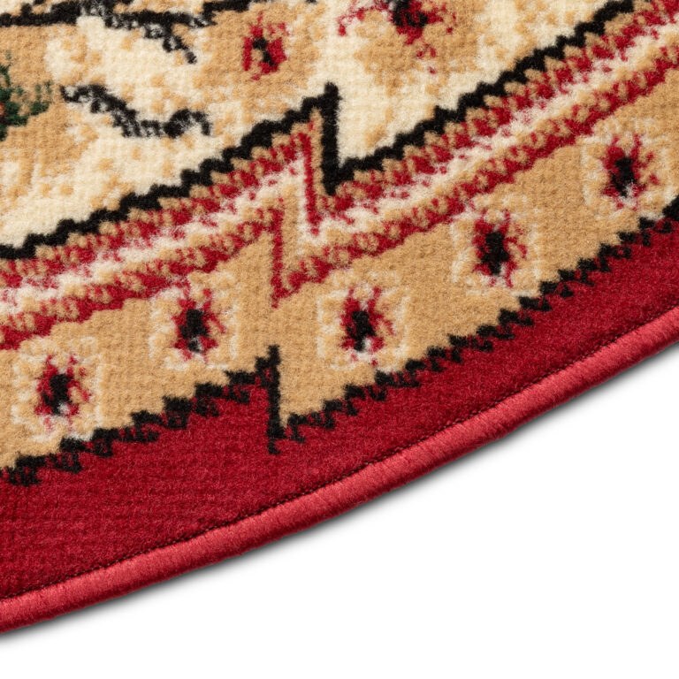 Tapis Atlas Ovale Rouge Crème Traditionnel Médaillon