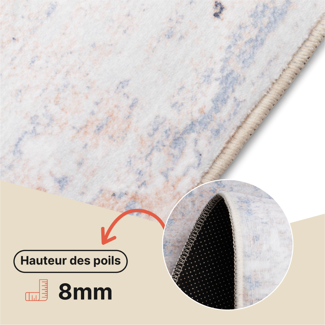 Tapis Ash Gris Beige Mêlé Antidérapant