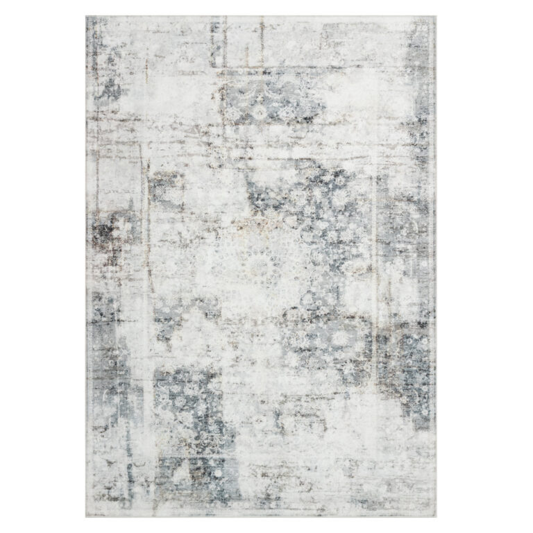 Tapis Venezia Ornement Abstrait Bleu Gris Crème Antidérapant