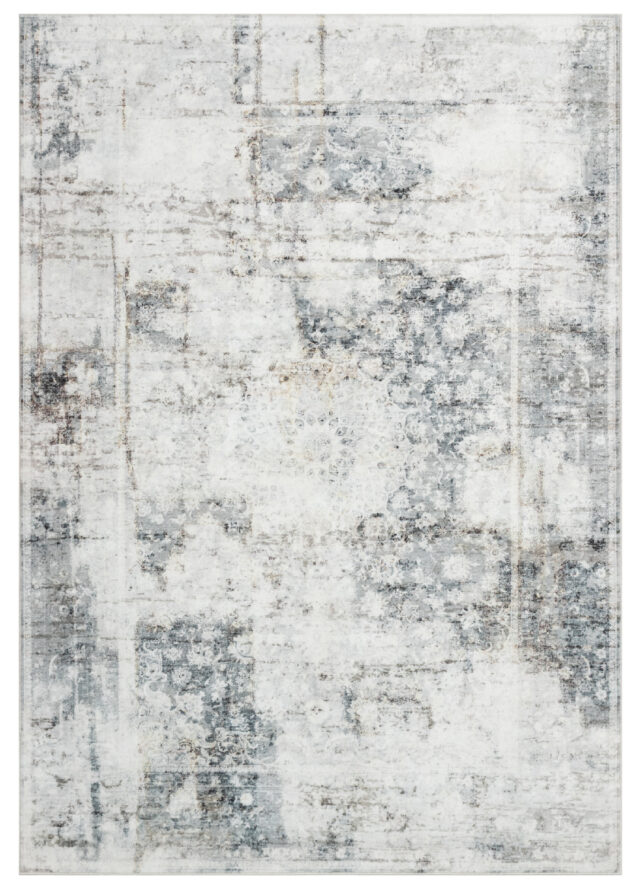 Tapis Venezia Ornement Abstrait Bleu Gris Crème Antidérapant