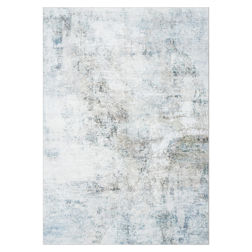 Tapis Venezia Abstrait Moderne Bleu Gris Blanc Antidérapant