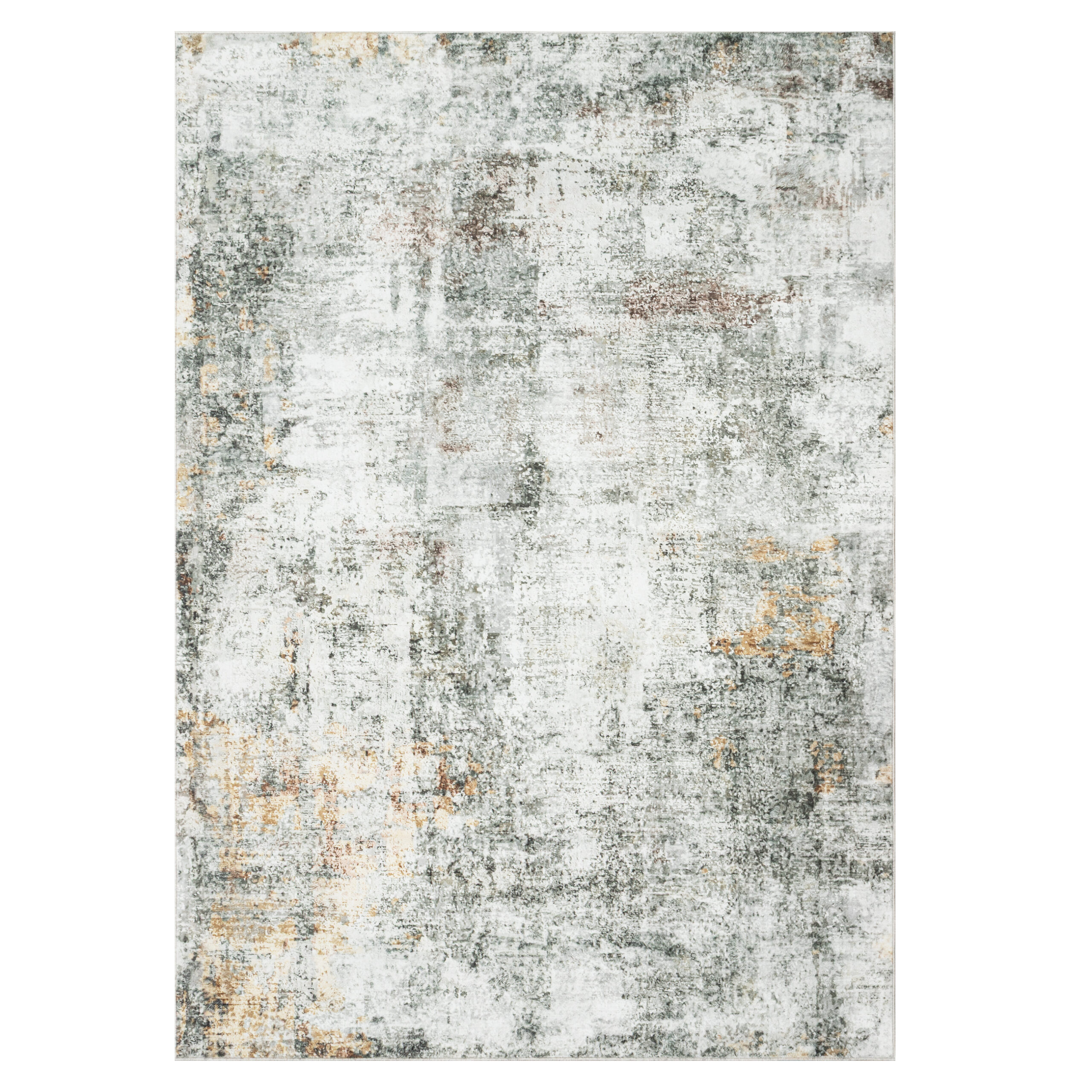 Tapis Venezia Abstrait Moderne Kaki Ocre Antidérapant