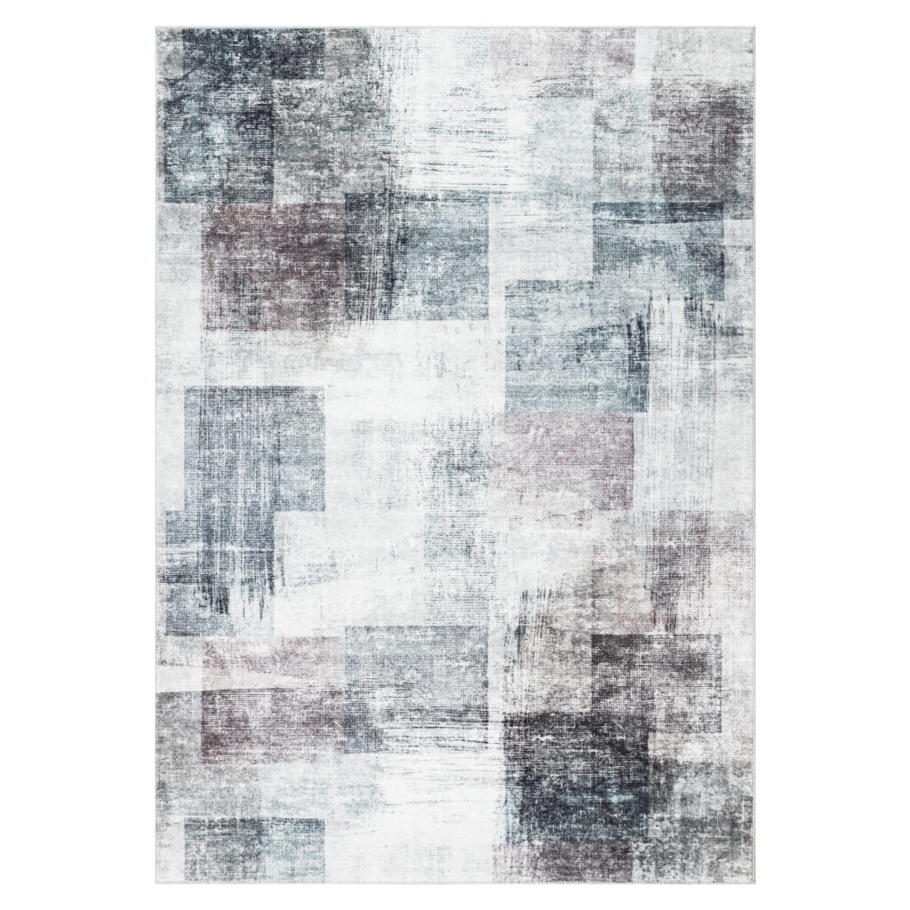 Tapis Venezia Moderne Géométrique Carmin Gris Antidérapant
