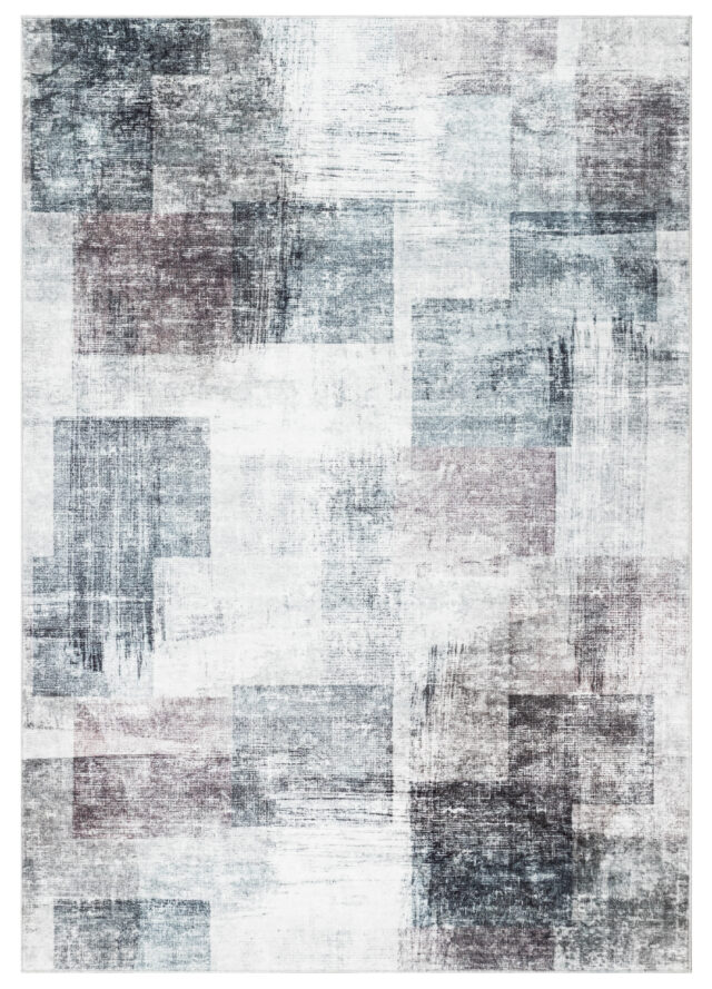 Tapis Venezia Moderne Géométrique Carmin Gris Antidérapant
