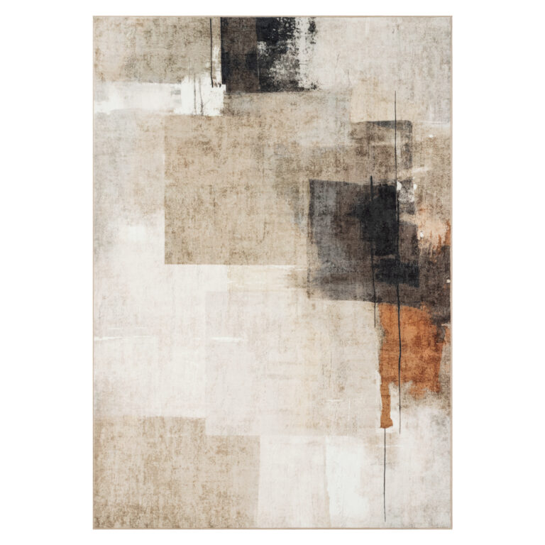 Tapis Venezia Géométrique Abstrait Marron Beige Antidérapant