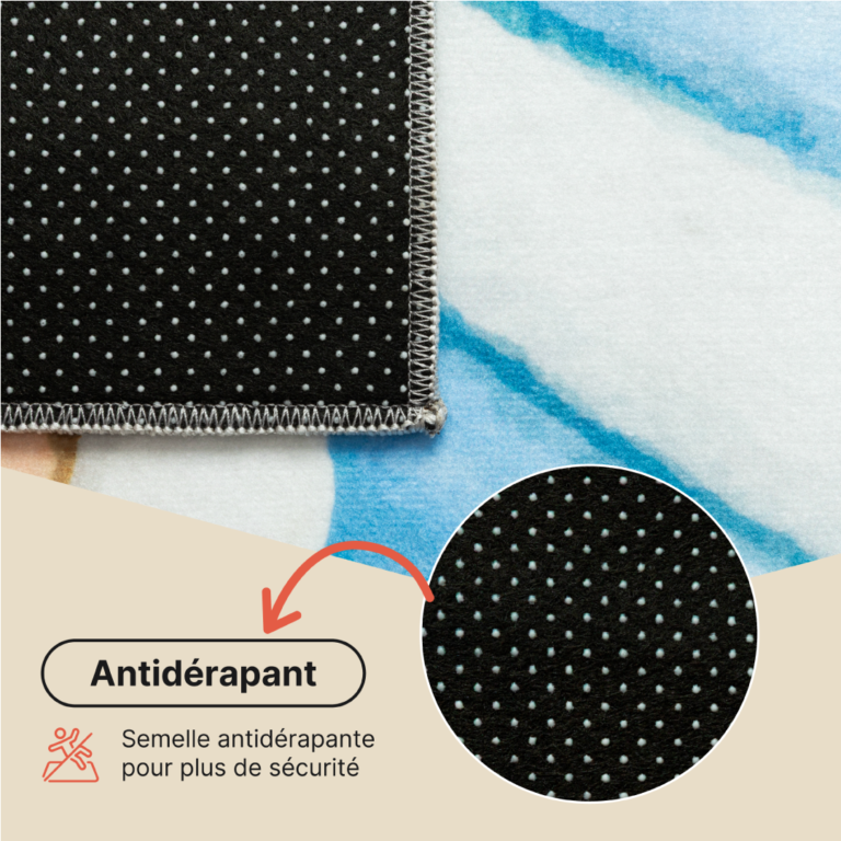 Tapis Kids Enfant Multicolore Éléphant Montgolfière Antidérapant