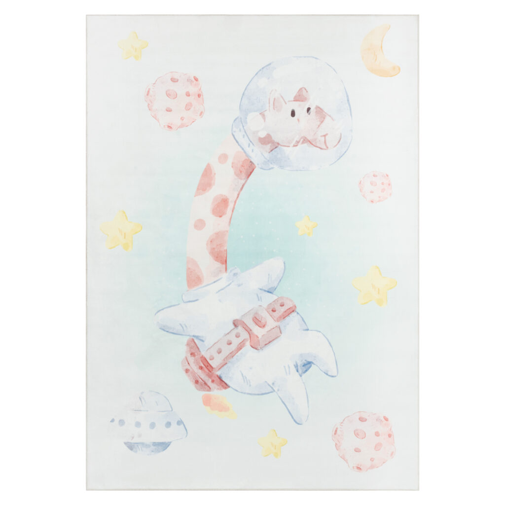 Tapis Kids Enfant Multicolore Girafe Espace Antidérapant