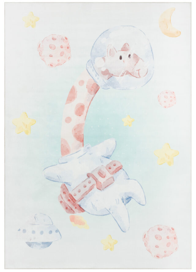 Tapis Kids Enfant Multicolore Girafe Espace Antidérapant
