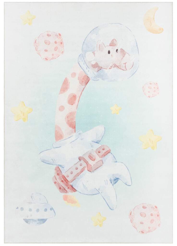 Tapis Kids Enfant Multicolore Girafe Espace Antidérapant