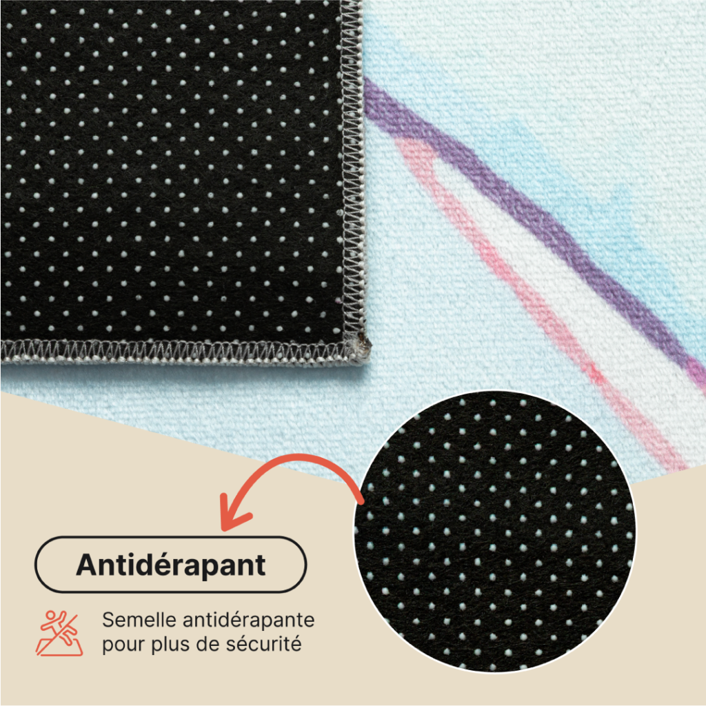 Tapis Kids Enfant Multicolore Lapin Montgolfière Antidérapant