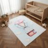 Tapis Kids Enfant Multicolore Lapin Montgolfière Antidérapant