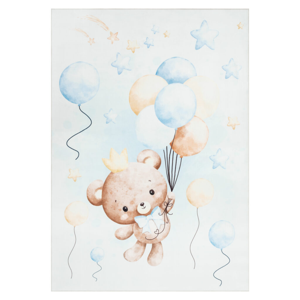 Tapis Kids Enfant Multicolore Ours Ballons Antidérapant