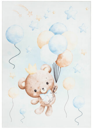 Tapis Kids Enfant Multicolore Ours Ballons Antidérapant