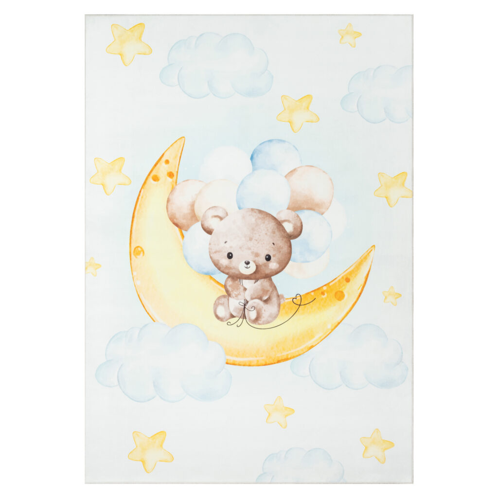 Tapis Kids Enfant Multicolore Ours Lune Antidérapant