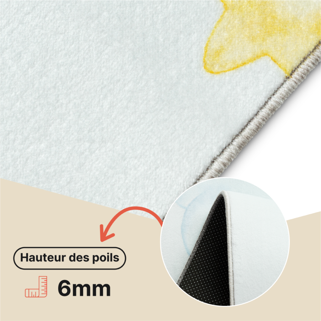 Tapis Kids Enfant Multicolore Ours Lune Antidérapant